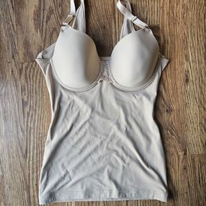 Shapeez Medium Tankee Top Bra Nude Shapewear Stretch Underwire Tank Women